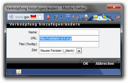 Verknüpfung hinzufügen/ändern