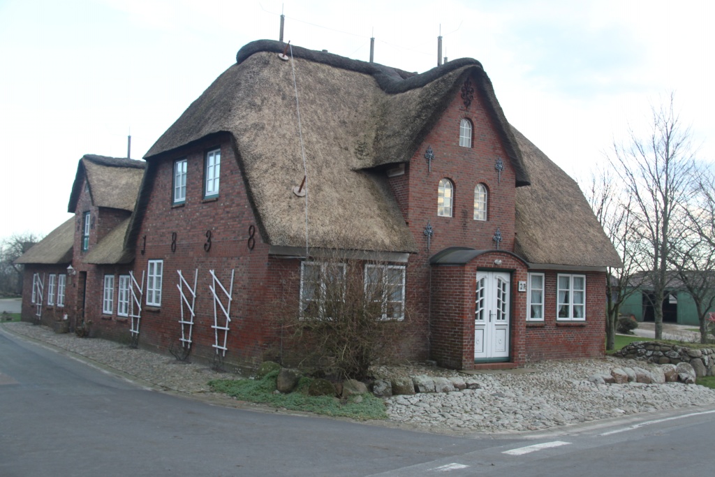 26.01.2012: Süderende, Haus mit Reetdach von 1838