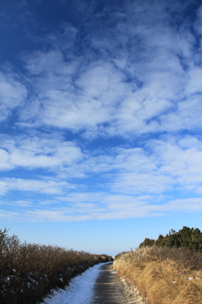 10.02.2012: Utersum, der Himmel über dem Strandweg an der Reha Klinik